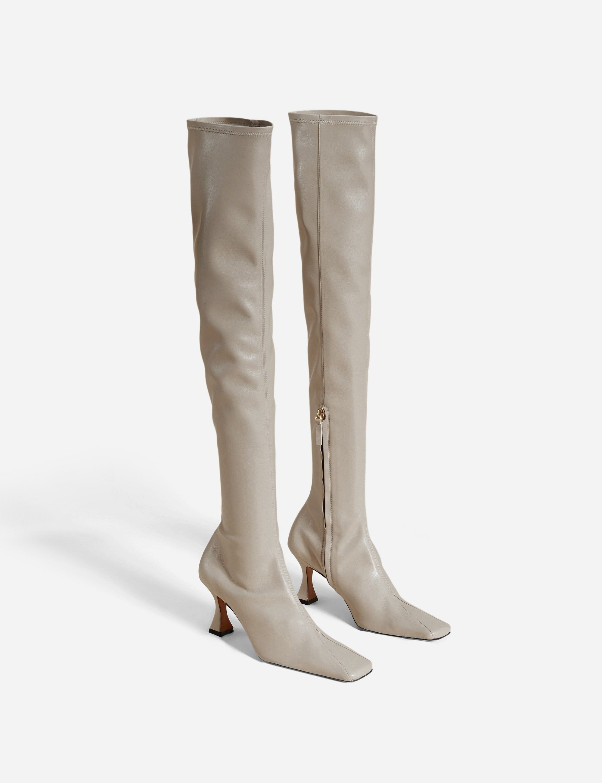 Over Knee High Duck Boots Light Grey Front
