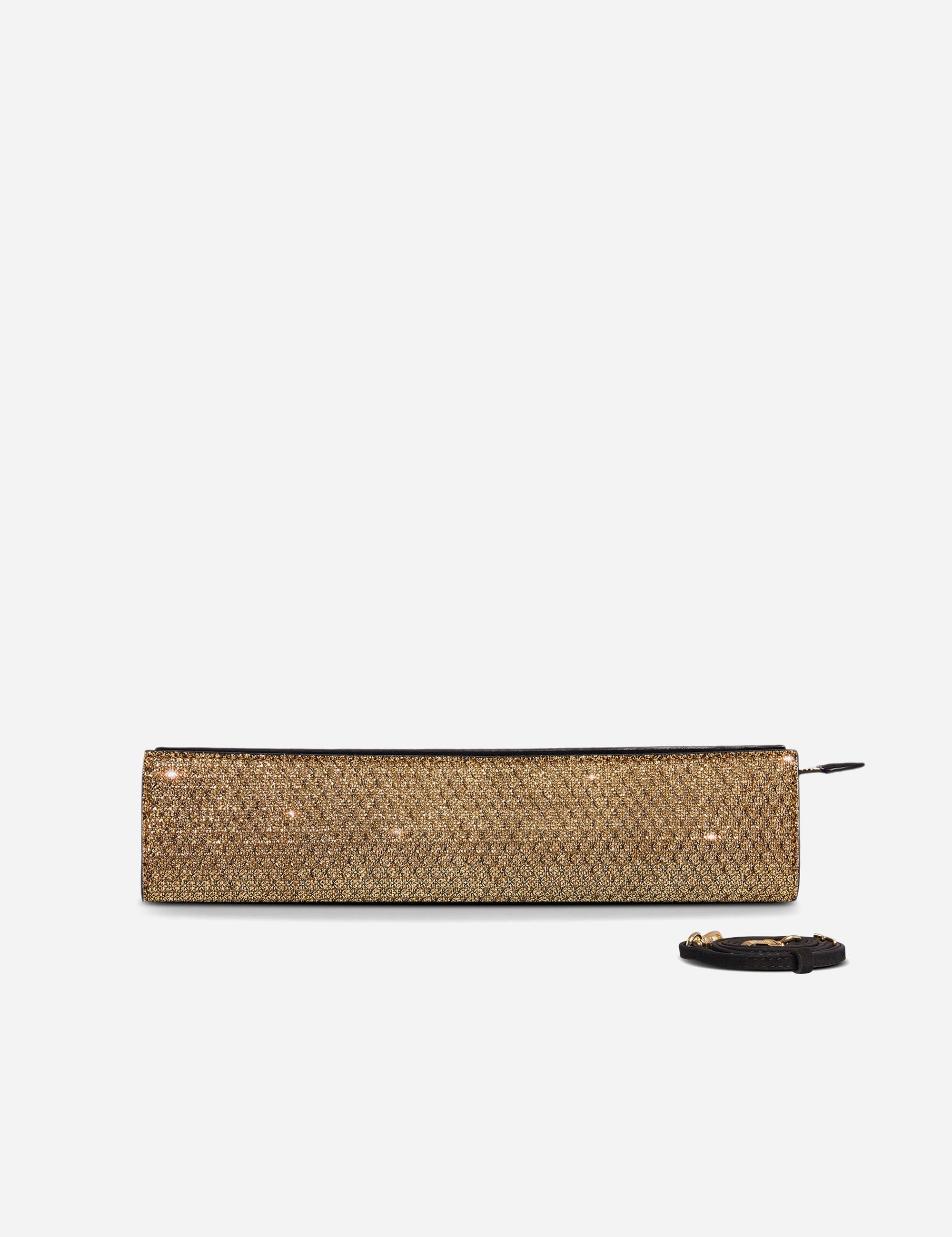 Pencil Box Gold Mesh & Black Suede