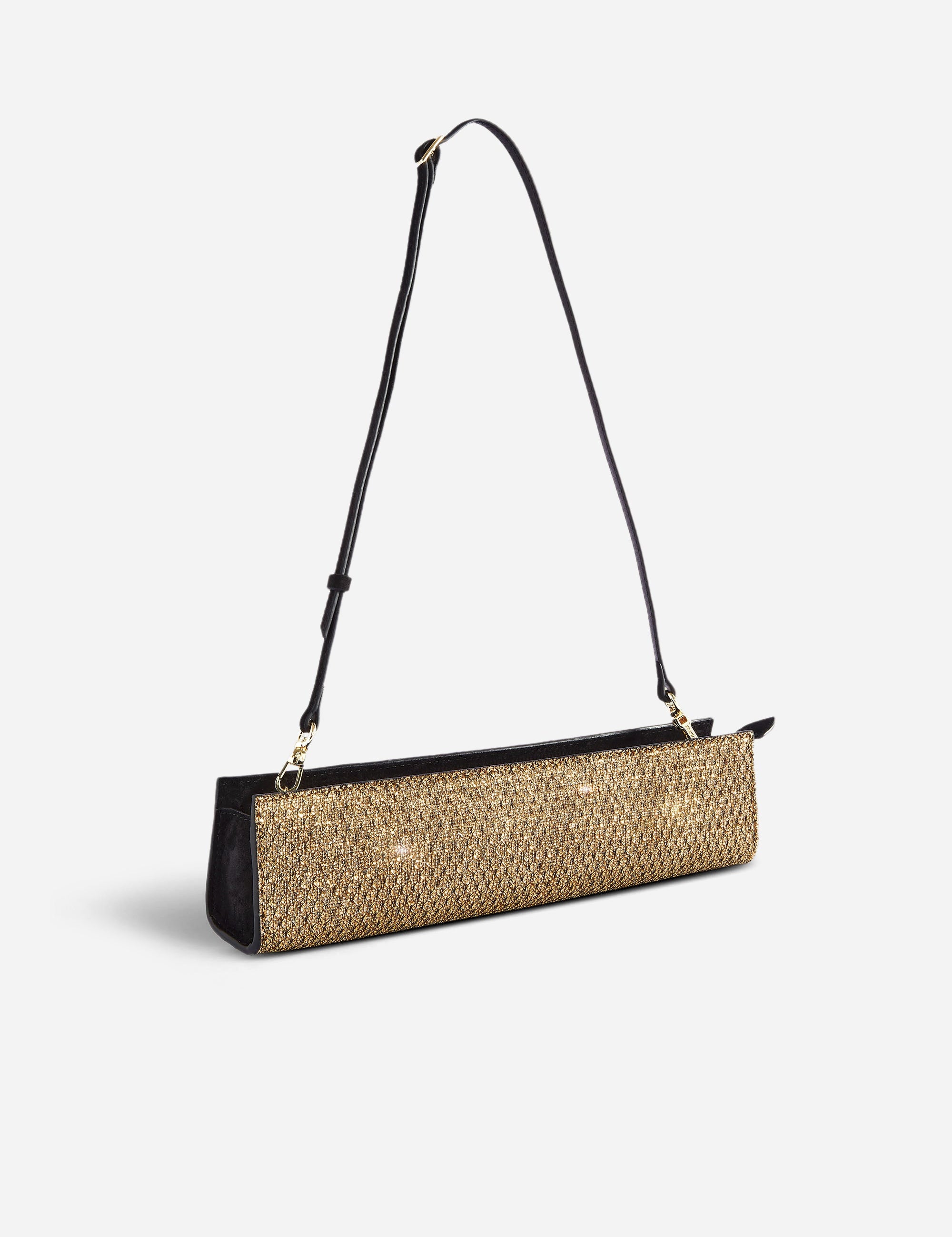 Pencil Box Gold Mesh & Black Suede Side