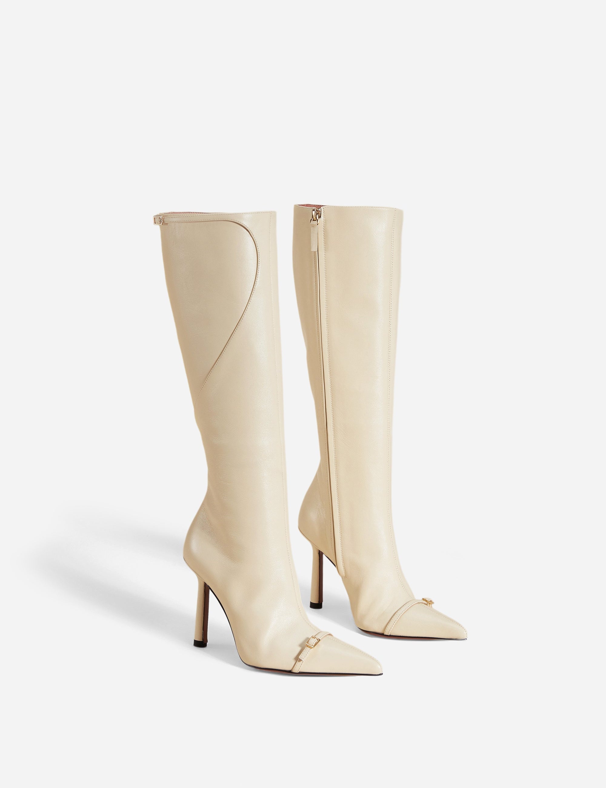 Knee High Pointy Toe Boots Vanilla Angle